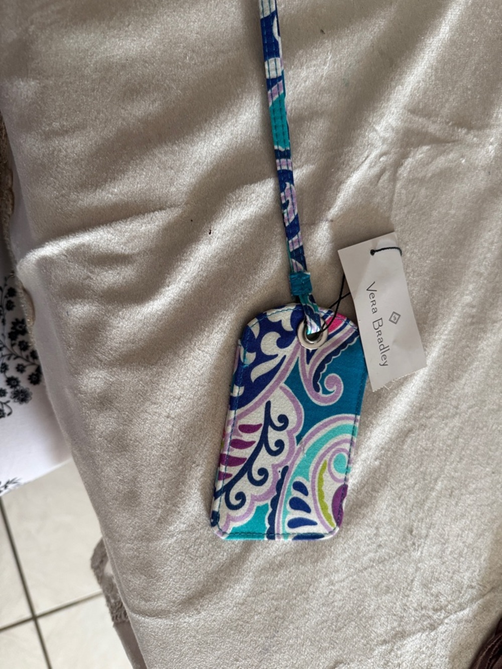 Vera Bradley Paisley Fabric Luggage Tag in Teal, Purple & Aqua